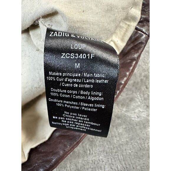 Womens Zadig Voltaire Lamb Leather Biker Jacket Deep Burgundy sz Medium - Picture 9 of 11